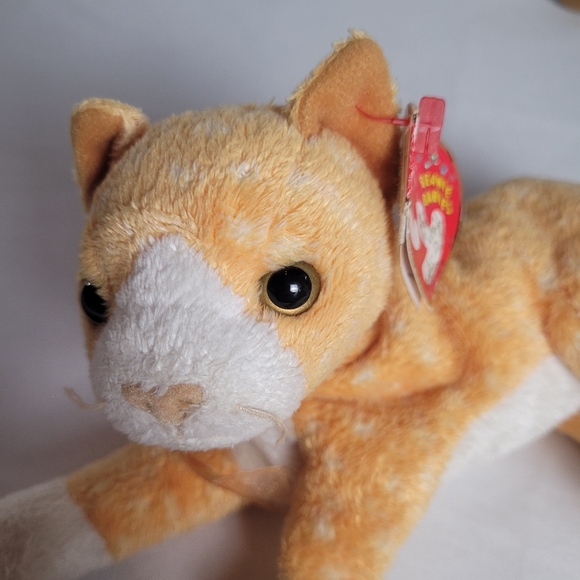 Ty Beanie Babies Lot Of 2 Cat Plush Siamese Snip 1996 Orange Tabby Tabs 2001 - Picture 5 of 8
